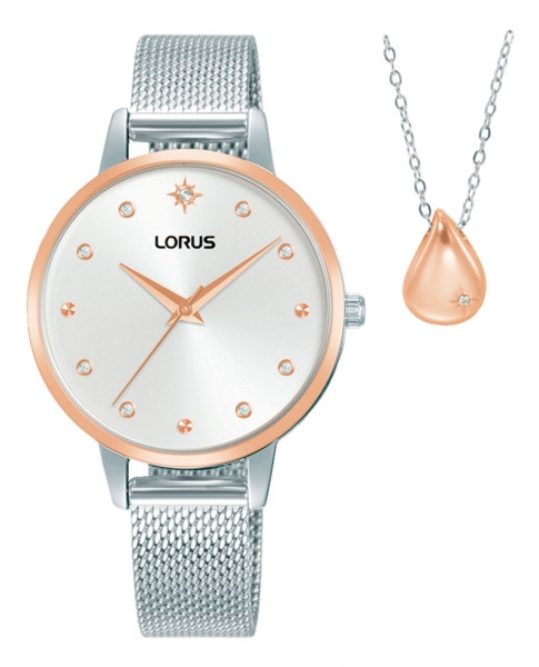 Mujer Reloj y Collar Rose