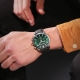 Henniker II Green Dial Black Leather