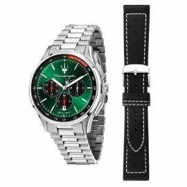 RELOJ SORPASSO 42MM CHR GREEN DIAL SS BR+BLK S