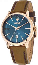 RELOJ MASERATI EPOCA 42MM 3H BLUE DIAL BROWN STR RG R8851118001