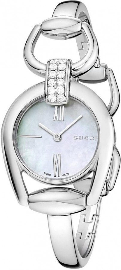 GUCCI WATCH HORSEBIT STEEL BANGLE 12 DIAMONDS YA139504 PlanetaRelojes