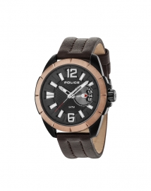 RELOJ POLICE PITCHER 3H BLACK DIAL D.BROWN STRAP R1451289001