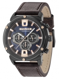 RELOJ POLICE ARMOR II CHR D.BLUE DIAL D.BROWN STRAP R1471784001