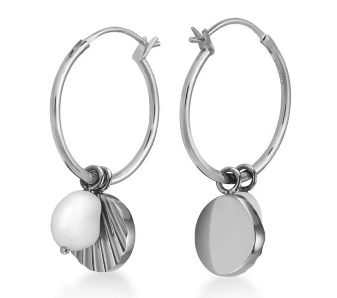 ROSEFIELD JEWELRY SHELL AND PEARL CHARM EARRINGS SILVER JSPCES-J174