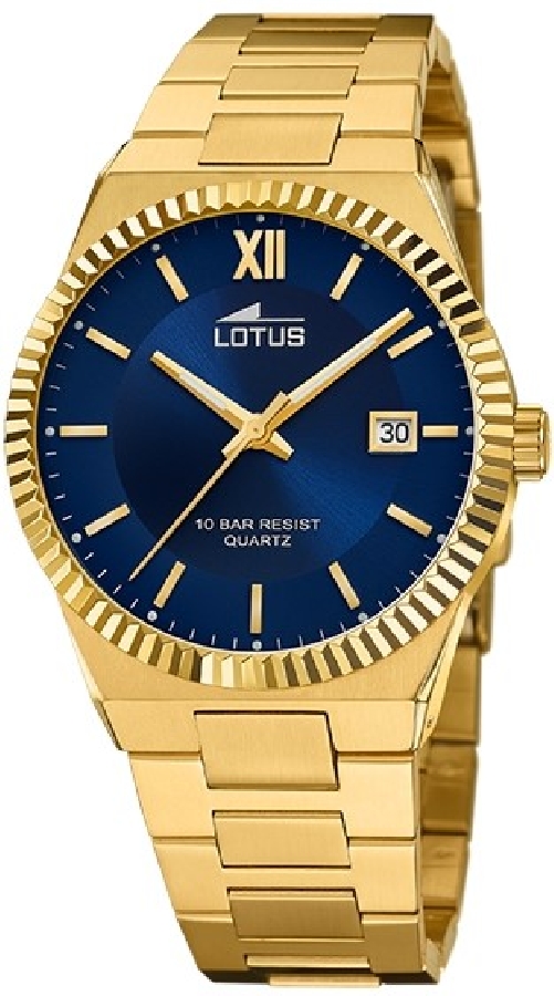 Reloj Lotus Freedom para hombre dorado azúl